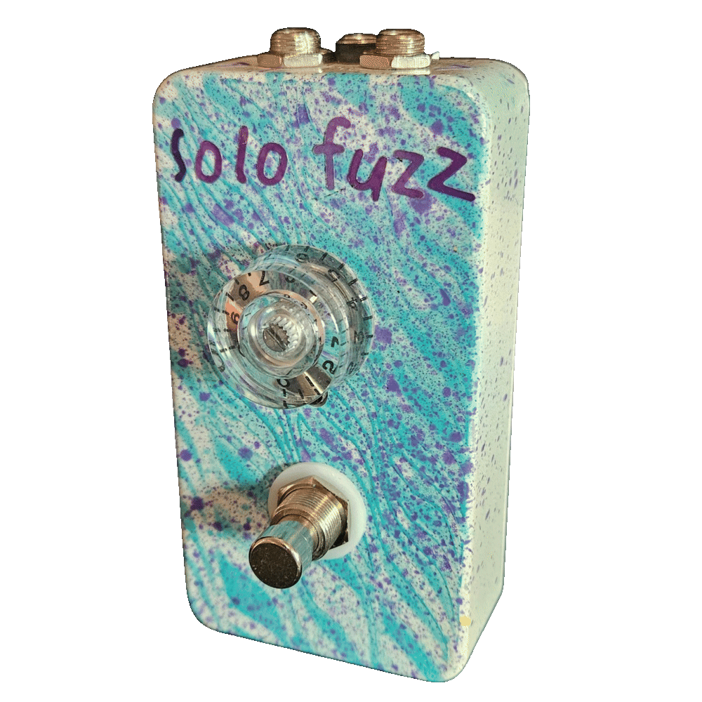 Solo Fuzz prototype pedal with a single purple knob